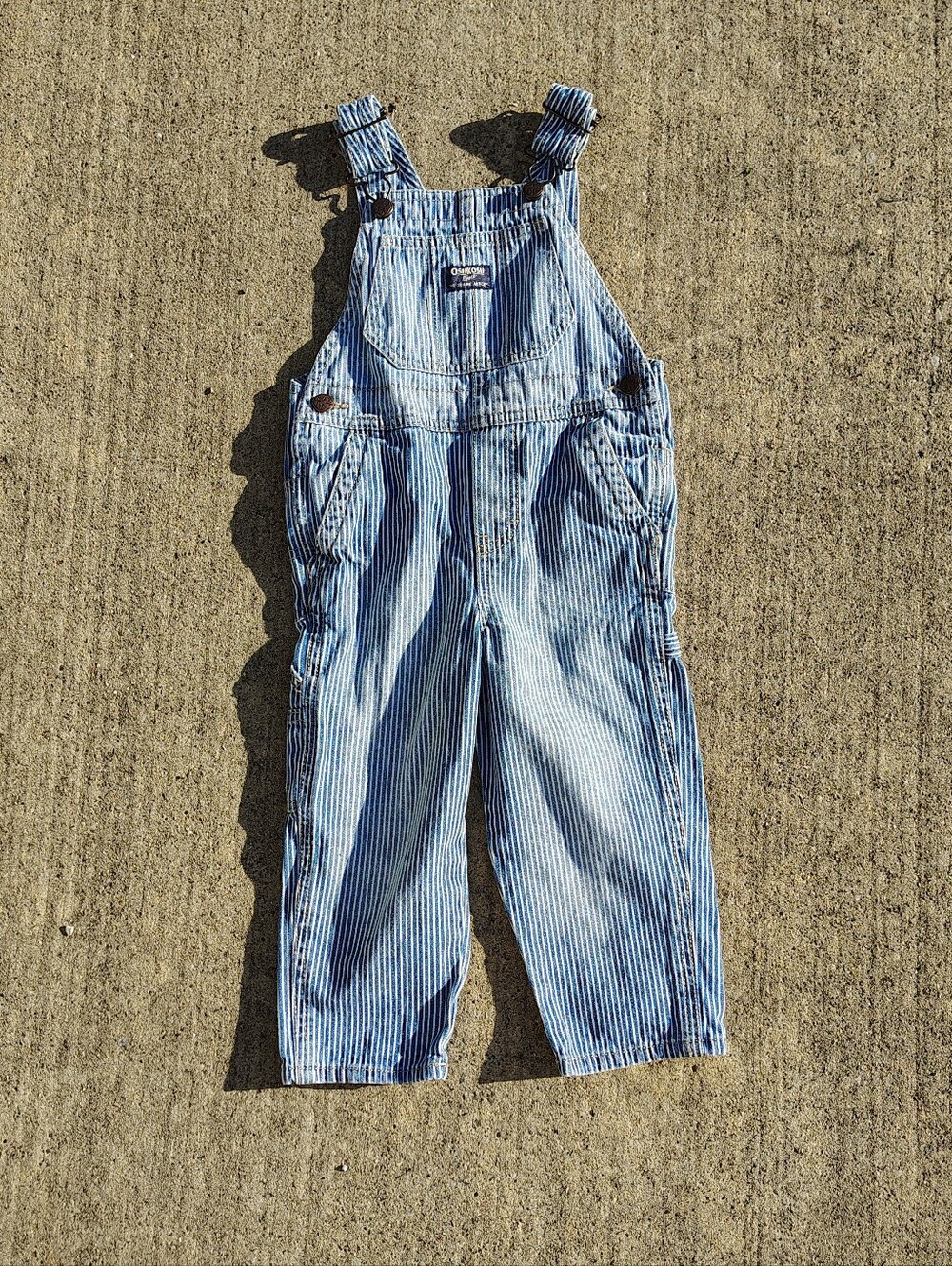 Vintage OshKosh B'Gosh Bib Vestbak Overalls Striped Railroad USA 3T
